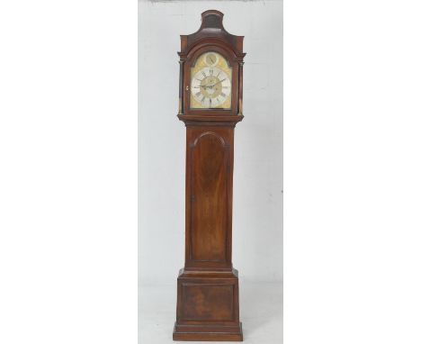 Edward Tomlin, Royal Exchange, George III mahogany eight day longcase clock, circa 1770-80, the hood centred with a blind fre