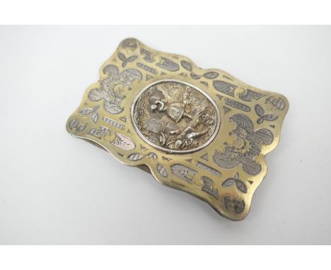 French silver gilt aide memoire, mid to late 19th Century, shaped rectangular form centred with a vignette featuring a girl p