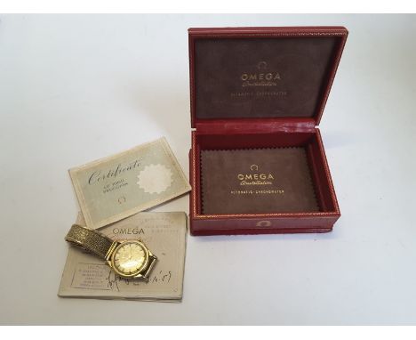 Please note there is a revised estimate for this lot: Omega Constellation 18ct gold chronometer wristwatch, circa 1950s, with