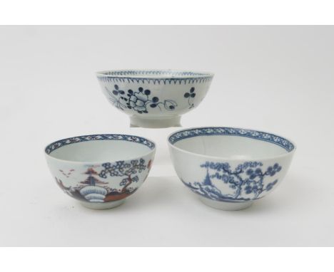 James Pennington, Liverpool, blue and white bowl, in the Profile bud pattern, circa 1770, 11.5cm diameter; also a Seth Pennin