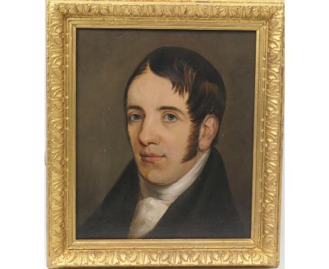 English School (Late 19th Century), Portrait of William Frith, shoulder length in a black jacket, oil on panel, 34cm x 29cm 