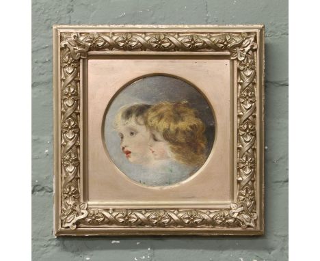 After Peter Paul Rubeus C19th gilt framed oil on board portrait of two children.