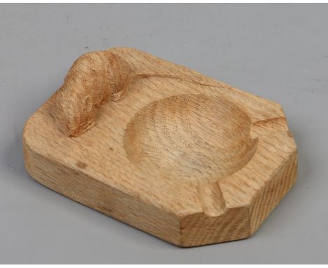 A Robert Mouseman Thompson carved oak ashtray.