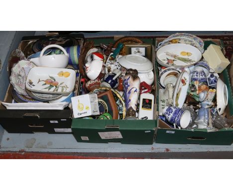 Three boxes of mixed ceramics to include tourist wares, Royal Albert, Royal Worcester, Heinrich etc