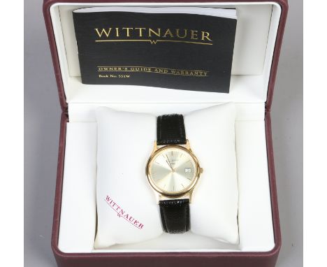 A gentleman's vintage Wittnauer Trieste manual wristwatch in original box with tags and papers.