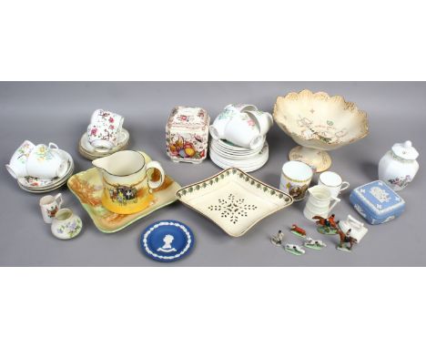 A collection of pottery and china including Wedgwood creamware cress drainer, Royal Doulton series ware, Wedgwood Jasperware,