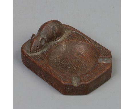 An early C20th Robert Mouseman Thompson carved oak ashtray.