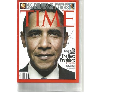President Barak Obama signed Time Magazine 2006, with hi portrait on front. Good Condition. All autographs are genuine hand s