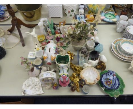 AYNSLEY CHINA MANTEL CLOCK AND SUNDRY CERAMICS, BOWL,  DISHES ETC.... 