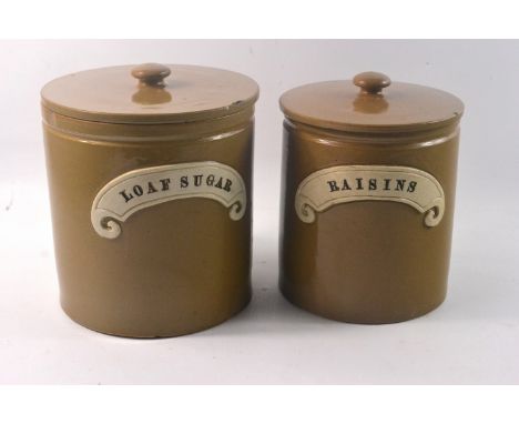 Two ceramic kitchen storage jars D: 15cm by 17cm and D: 18cm by 18cm