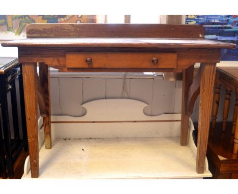 Victorian unusual pine console table with scrolling style supports and a drawer dimensions 110cm L x 47cm D approx