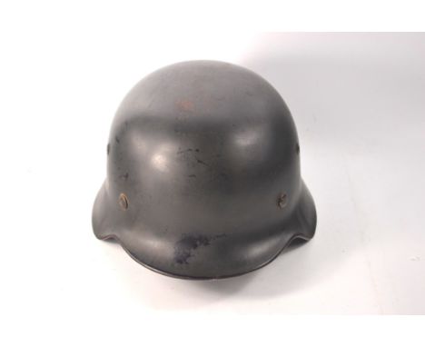 WW11 single decal steel M40 Helmet with SS single decal with 'Otto Muller' stencilled to inside. manufacturers code ET66(EINS