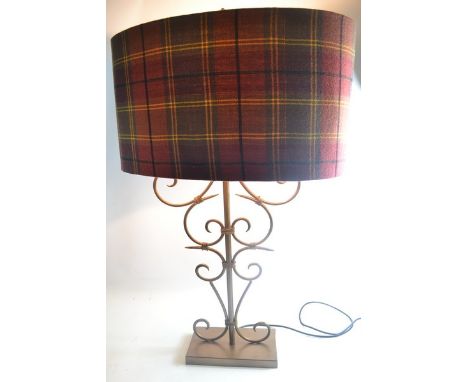 Modern lamp with tartan style shade