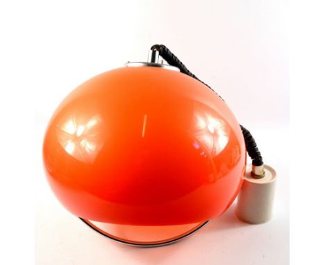 1970's retro pull down orange ceiling light.