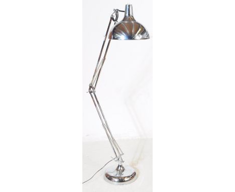 British Modern Design - A contemporary large anglepoise desk lamp style floor standing lamp. With a large conical shade, spri