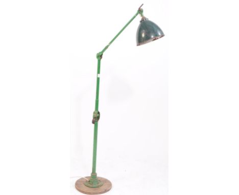 Dugdills - Mid century floor standing industrial factory workshop lamp light. In a green colourway with conical shade, green 