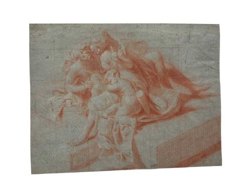 18th century Continental school, red chalk, study for a mural, 25 x 31cm, together with another 18th century sketch of figure