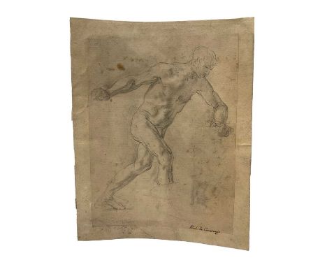 Manner of Michaelangelo Merisi de Caravaggio (1571-1610), pencil, figure study, 23 x 17cm, with inscription - 'Mich de Carava