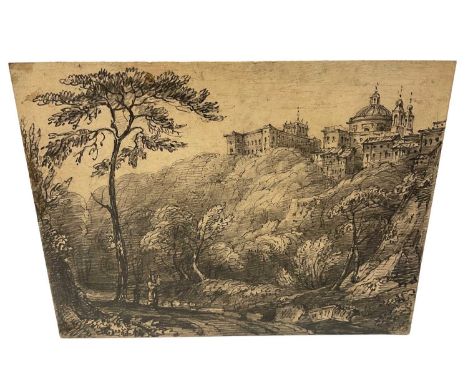 19th century Continental school, pencil sketch, La Riccia, titled verso, 12 x 15