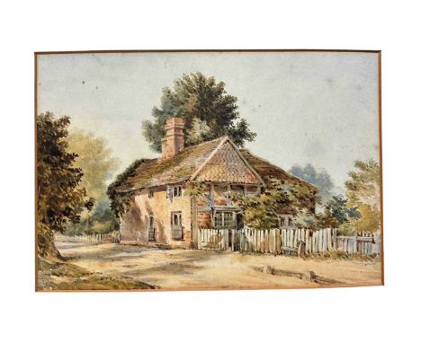 C C Pyne (19th century) watercolour, Warwickshire cottage, inscribed verso, 21 x 31cm and a pencil and chalk sketch signed TF