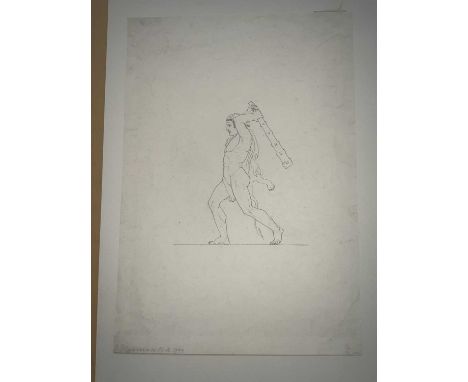 John Flaxman (1755-1826) pen and ink, Hercules, signed and dated below 'J Flaxman R. A. 1797' sheet size 32 x 22cm, mounted b