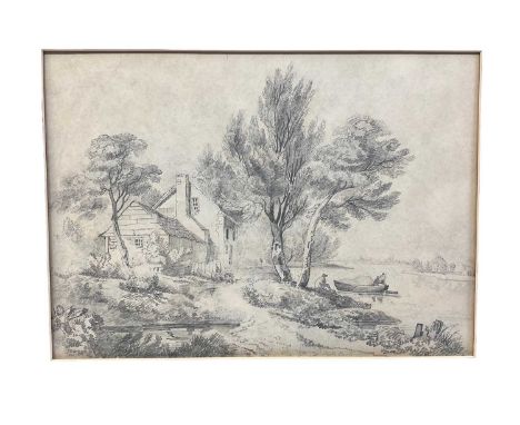Norwich School, 19th century, pencil, mill beside a river, 27 x 36cm, inscribed 'Mill Bank' mounted but unframed, together wi