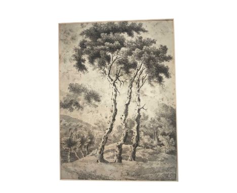 Attributed to Francis Towne (1739-1816), pen and ink and monochrome wash, landscape, 28 x 20cm, signed with initials, dated a