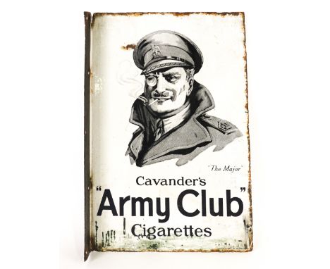 CAVANDER'S "ARMY CLUB" CIGARETTES"The Major", double sided enamel sign, 38cm wide; 56cm high