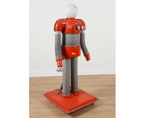 A MID 20TH CENTURY MODEL OF A ROBOTPossibly from a shop window display, the body formed from red plastic and flexible tube, t