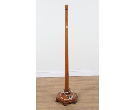 A MID 20TH CENTURY WALNUT HEXAGANOL TAPERING STANDARD LAMP35cm wide; 156cm high