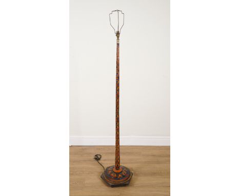 AN UNUSUAL MID 20TH CENTURY PAINTED STANDARD LAMP30cm wide; 152cm high
