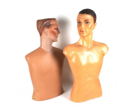 TWO MID 20TH CENTURY MALE MANNEQUIN TORSOS (2)The largest 35cm wide; 82cm high