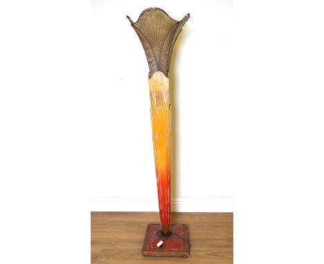AN ART DECO GOLD PAINTED STANDARD LAMP171cm high