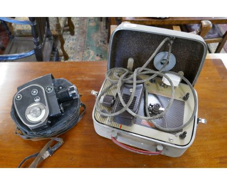 Old cine camera together with projector 