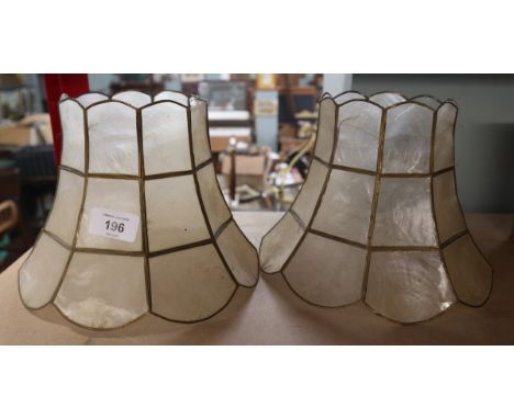 Pair of vintage Capiz shell lamp shades 