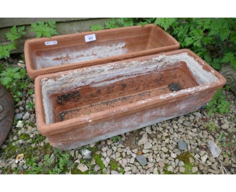 Pair of terracotta trough planters 