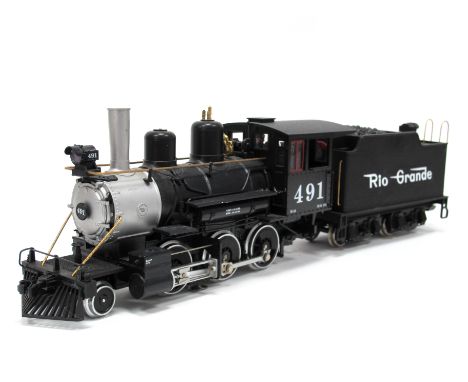 A L.G.B 'G' Gauge Ref No 22194 Boxed 2-6-0 'Old Timer' Steam Locomotive and Tender, overall black/silver 'Rio Grande' R/No 49