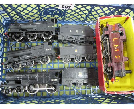 Four 'OO' Gauge/4mm Steam Locomotives, Airfix Class 4F 0-6-0 LMS black R/No 4454 (good) - Hornby 4-4-0 plus tender, BR black 