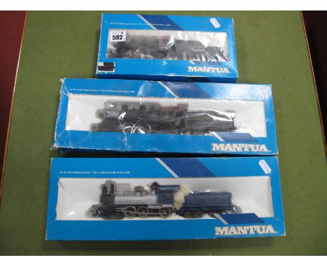 Three 'HO' Gauge Mantua Boxed U.S.A Outline Steam Locomotives, A Ref No 336-040 4-4-2 'Atlantic and Southern' R/No 351, A Ref