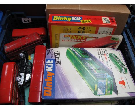 A Tray of Various Diecast Buses, to include Dinky '1017' Routemaster metal bus kit, 1018 diecast metal kit 1023 single decker