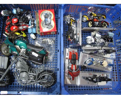 Eighteen Model Motorcycles, (various scales) by Maisto, Polystil, Guiloy, etc, Japanese, British German Bikes, plus an "Art" 