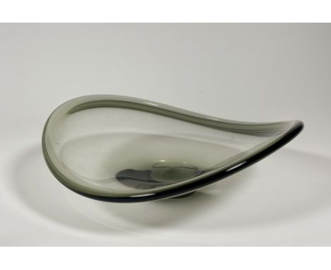  Per Lütken (Danish 1916-1998) for Holmegaard smoked grey glass fruit bowl. (signed Holmegaard and numbered verso) (h-11.cm w
