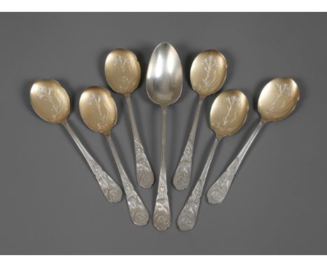 Silber Eisbesteck JugendstilFrankreich, um 1900, Silber gestempelt Minervakopf mit Nr. 1 für Silbergehalt 950/1000, Herstelle