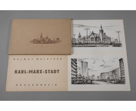 Helmut Maletzke, Mappe "Karl Marx-Stadt"Ansichtenmappe Karl-Marx-Stadt (Chemnitz) um 1977, bestehend aus 10 handsignierten Li