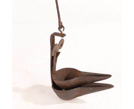 with a hook to the top, hooked lamp above conforming lamp 15cm high.