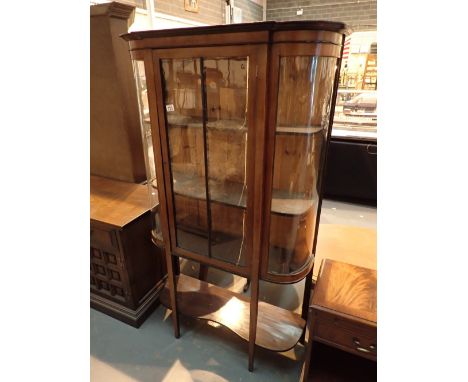 Edwardian glazed display cabinet with shelf below 96 x 36 x 164 cm 