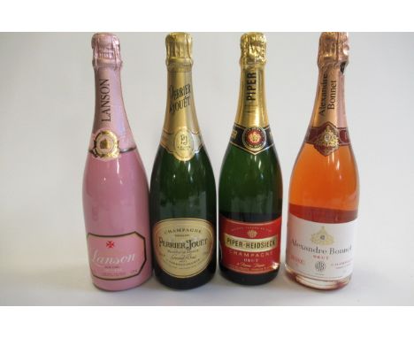 4 bottles of sparkling wine comprising 1 bottle Alexandre Bonnet Brut Champagne Rose, 1 bottle Piper-Heidsieck Champagne, 1 b