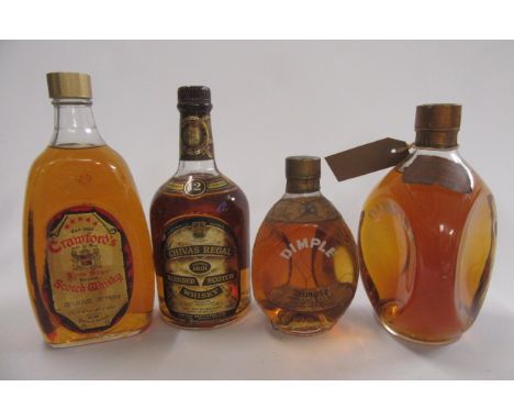 4 bottles of whisky comprising 1 bottle Dimple Haig, 1 half bottle Dimple Haig, 1 bottle 12 year old Chivas Regal, and 1 bott