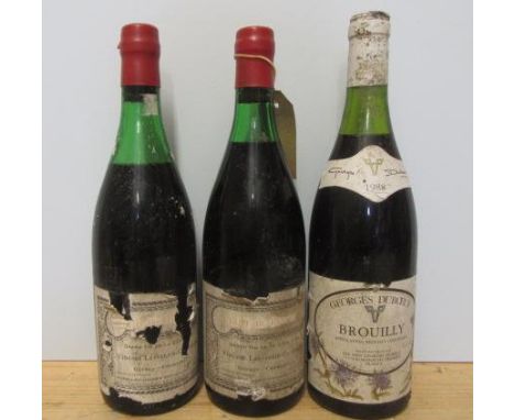 2 bottles Cote de Beaune, Grand vin, Vincent Lavrentin-Caravache, unknown vintage, together with 1 bottle 1988 Brouilly, Geor
