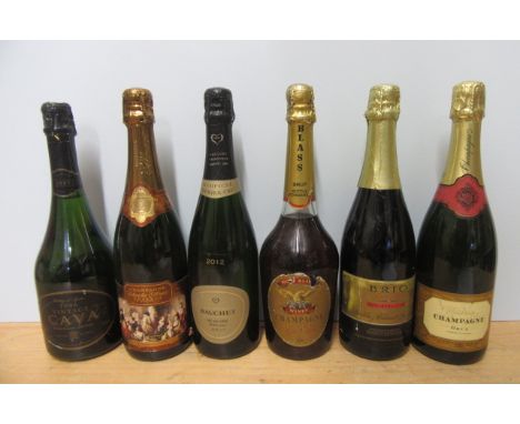 6 bottles of sparkling wine comprising 1 bottle 2012 Bauchet Memoire Millesime champagne, 1 bottle Charles Ellner Reserve Cha